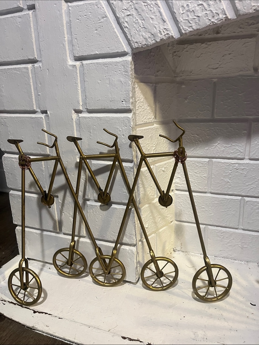 Vintage-Inspired Brass Bicycle Wall Hooks – Set of 4